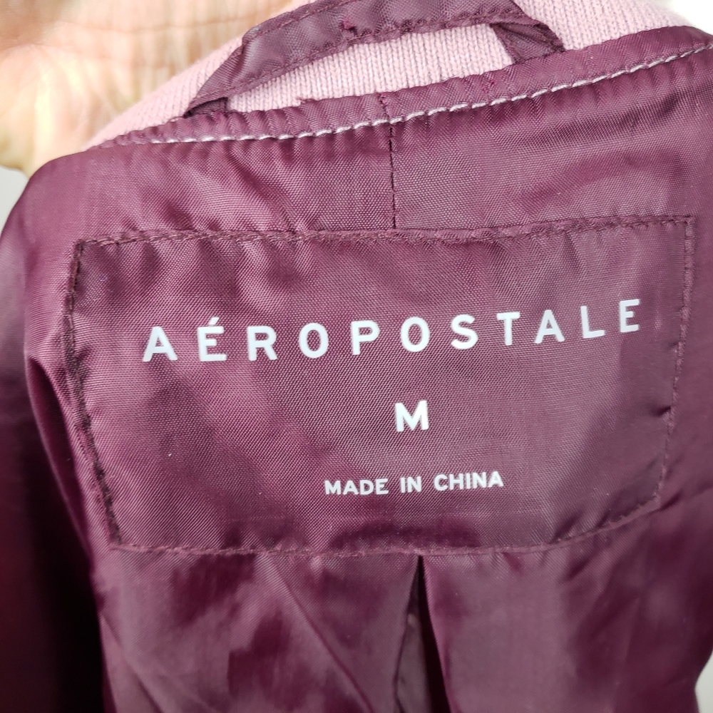 Aeropostale Purple Floral Satin Bomber Jacket M - Picture 15 of 16
